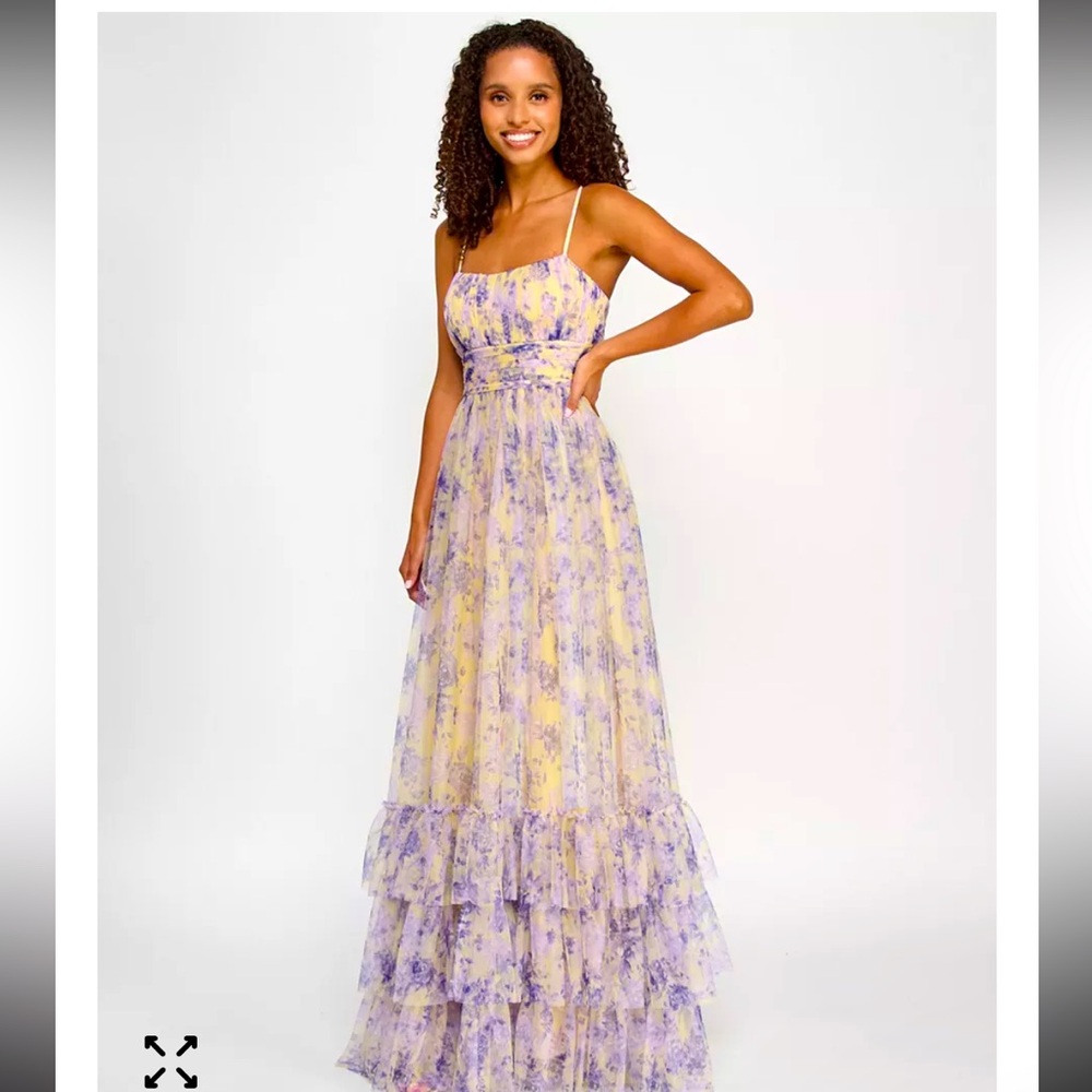 Floral Maxi Dress in Yellow and Purple